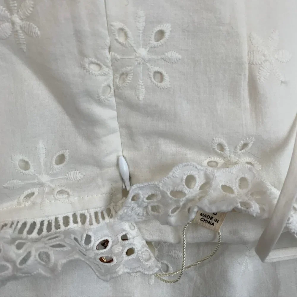 For Love & Lemons Vera Eyelet Ruffle Lace Mini Dress White Size Small - Picture 13 of 16